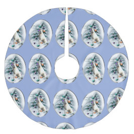 Vit tysk shepherd jul julgransmatta borstad polyester