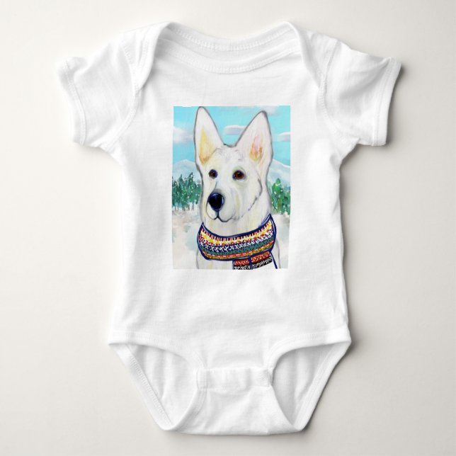 Vit tysk shepherd  t shirt (Framsida)