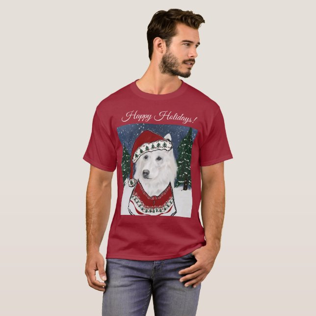Vit tysk shepherd  t shirt (Hel framsida)