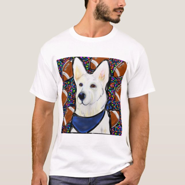 Vit tysk shepherd t-shirt (Framsida)
