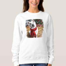 Vit tysk Shepherd Women's jul Sweatshirt T Shirt