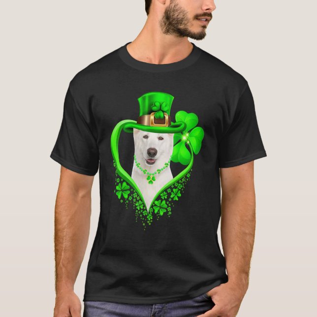 VIT tysk shepherdhund St Patricks Day-älskare Ir T Shirt (Framsida)