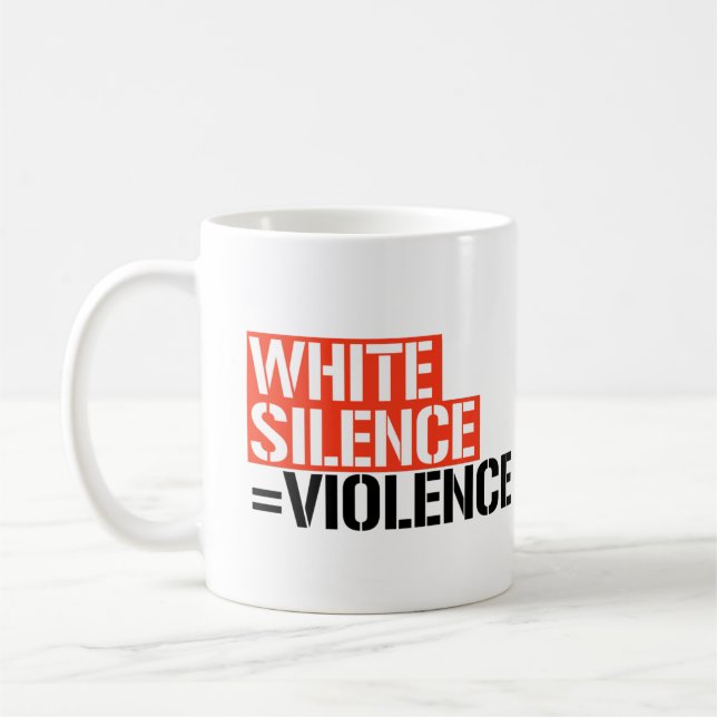 Vit tystnad är våld kaffemugg (Vänster)