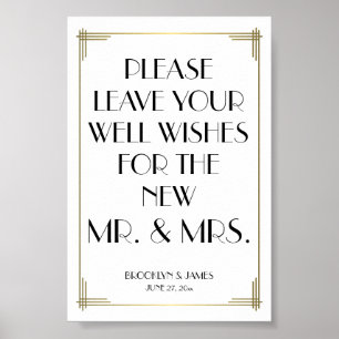Vit Underbar Gatsby Guestbook-tecken 4x6 Poster