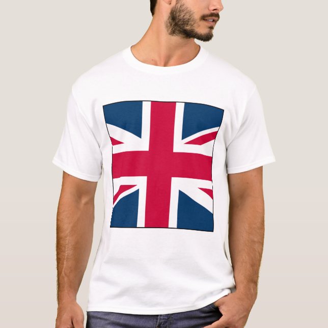 Vit Union Jack T-shirt Stor Fyrkantig Version (Framsida)