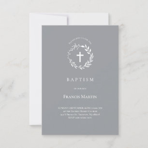 vit utandning på grått Baptisminbjudan Inbjudningar
