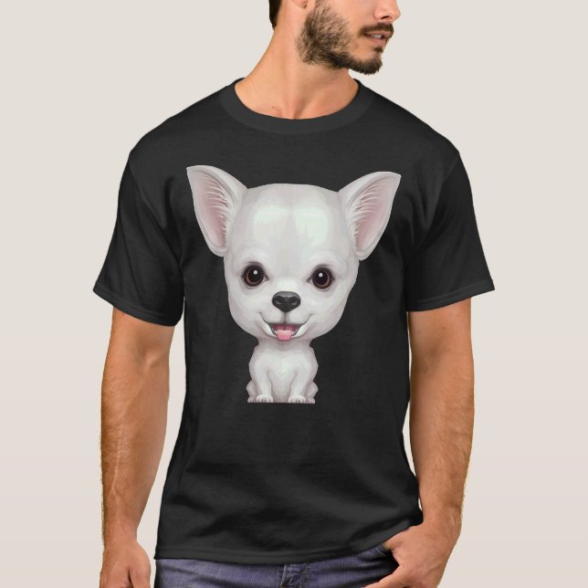 Vit utjämnad Jacka Chihuahua T Shirt (Framsida)