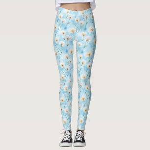 Vit utskrift av fröhuvuden för dandelion leggings