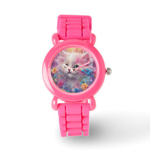 Vit, vacker fluffy-katt armbandsur