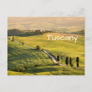 Vit väg i Tuscan landskap text vykort