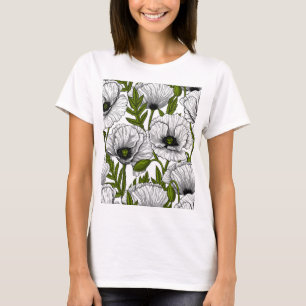 Vit vallmoträdgård t shirt