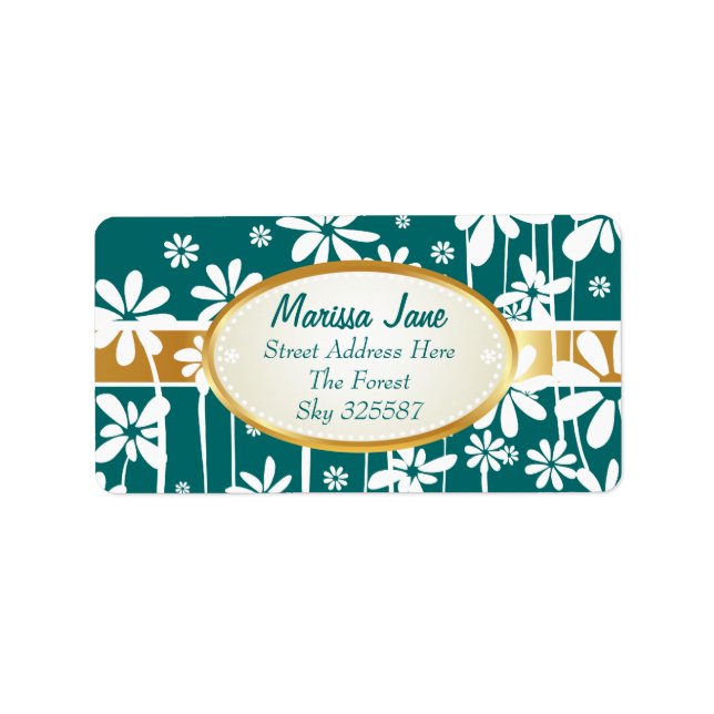 Vit Vår blommor-etikett Adressetikett (Framsidan)