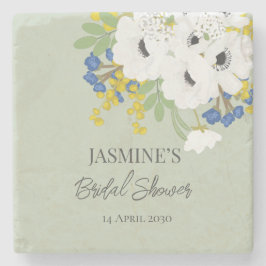 Vit vårblomsterbukett bröllopsfest stenunderlägg