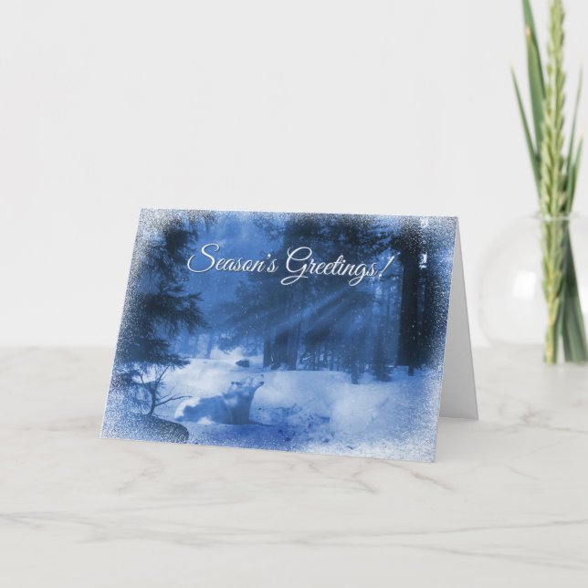 Vit Varg i Snö-säsong Helgkort (Framsida)