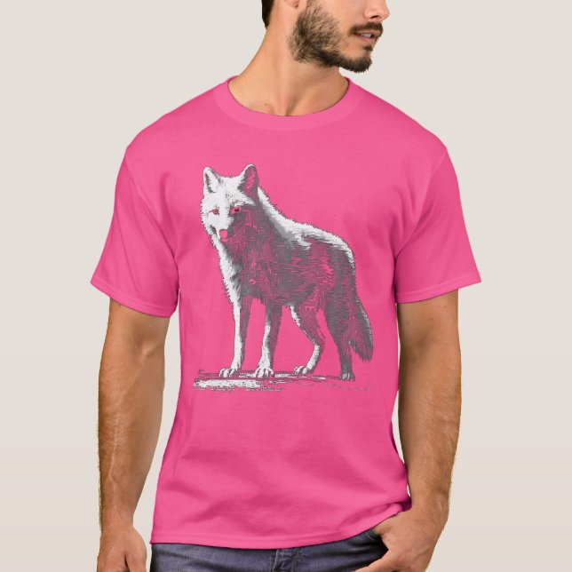 Vit Varg i Vargen Pixels Animal Art Motif T Shirt (Framsida)