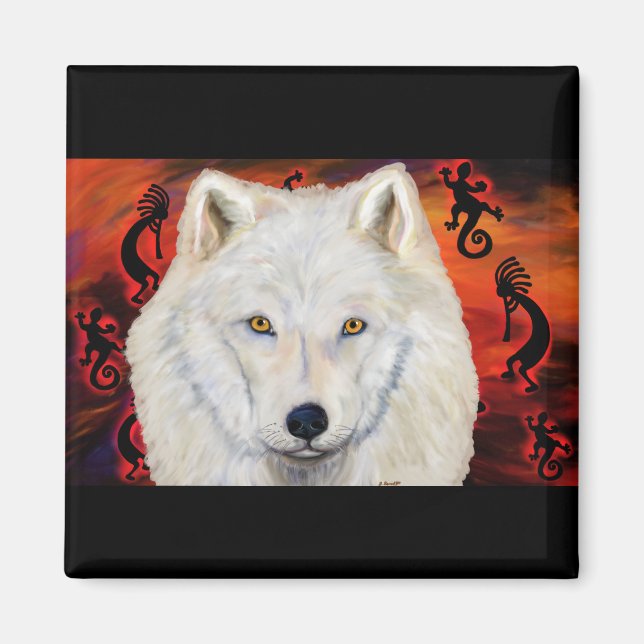 Vit Varg Kokopelli Magnet (Framsidan)