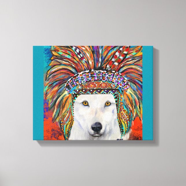 Vit Varg Konst Canvastryck (Framsida)