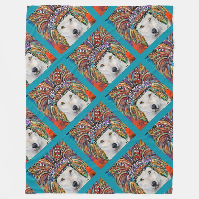 Vit Varg Konst Fleecefilt (Framsidan)