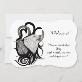 Vit Varg med hål, lägg till text Inbjudningar