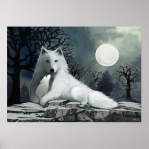 Vit Varg med Poster Valp
