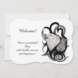 Vit Varg med raken, lägg till din textinbjudan Inbjudningar