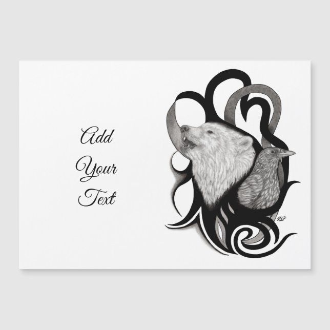 Vit Varg med Raven Tribal Art (Framsida)