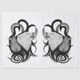 Vit Varg med Raven Tribal Art