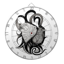 Vit Varg med Raven Tribal Art Darttavla