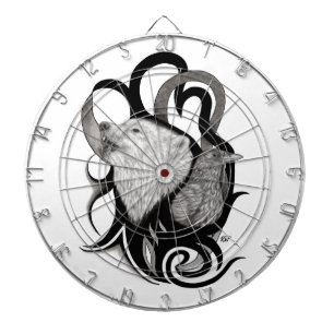 Vit Varg med Raven Tribal Art Darttavla