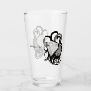 Vit Varg med Raven Tribal Art Glaskopp