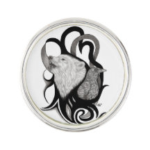 Vit Varg med Raven Tribal Art