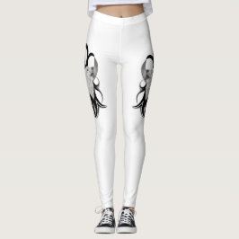 Vit Varg med Raven Tribal Art Leggings
