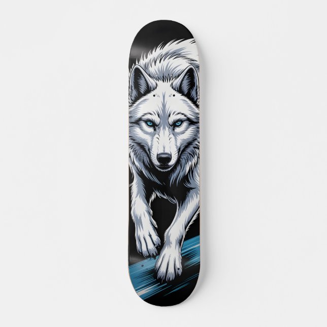 Vit varg Skateboard  (Framsida)