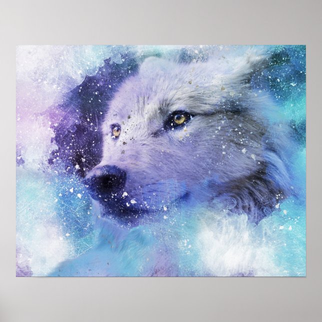 Vit Varg Spirit Animal Arktis Snöstorm Art Skriv u Poster (Framsidan)