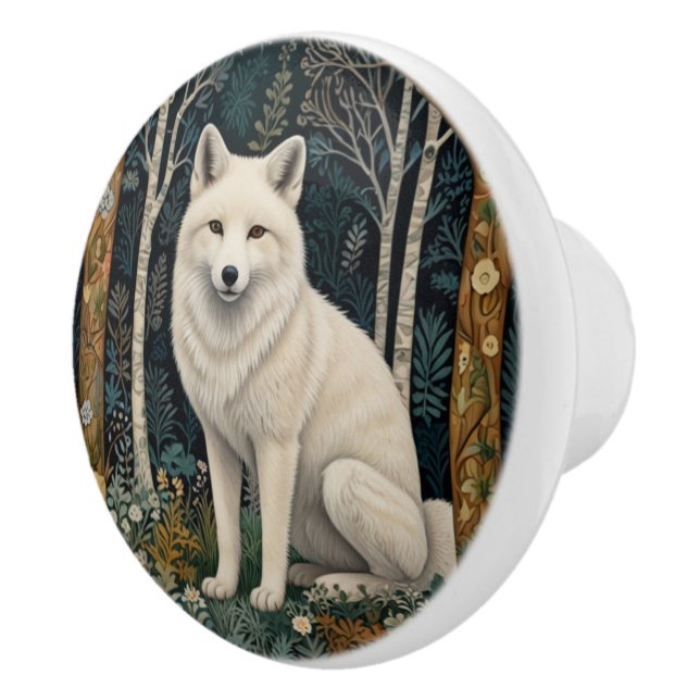 Vit varg vintage boho skog  knopp (Höger)