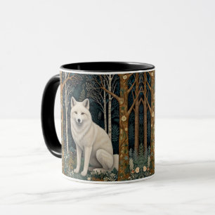 Vit varg vintage boho skog mugg