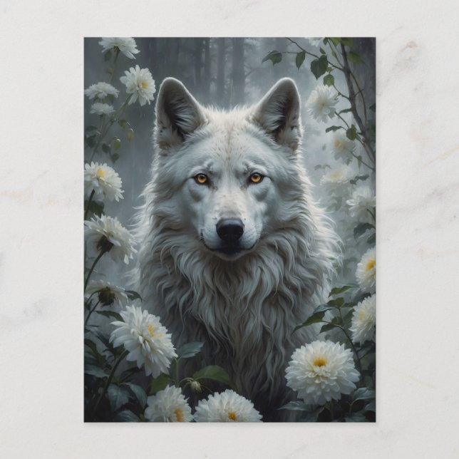 Vit Varg Vykort (Framsida)