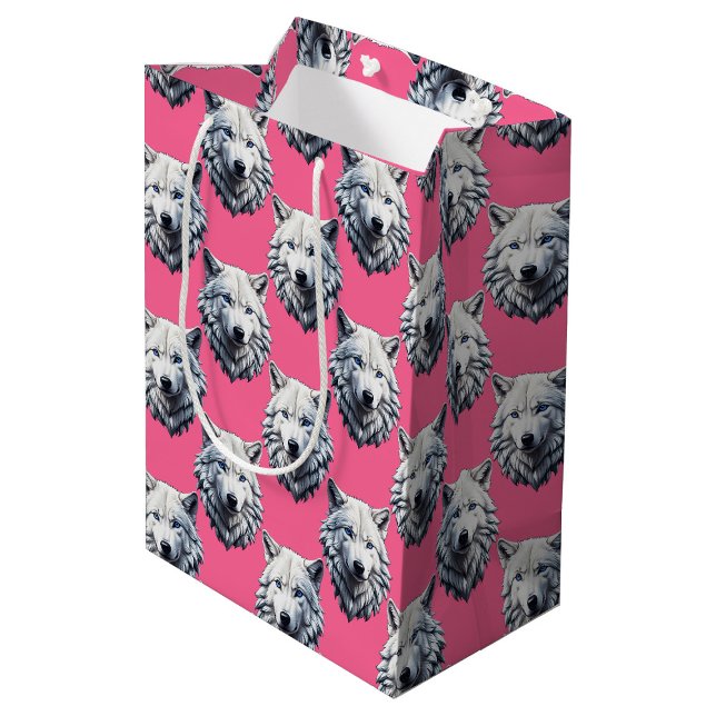 Vit varghuvud mönsterdesign rosa  (Skapare uppladdad)