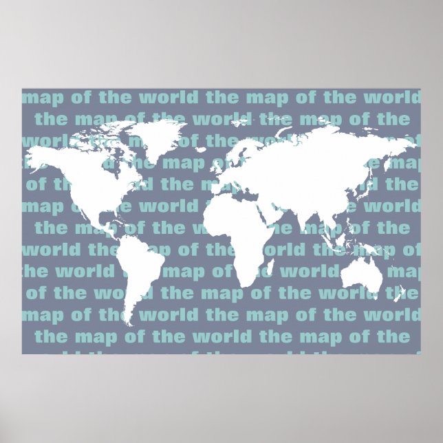 vit världskarta - typografi poster (Framsidan)