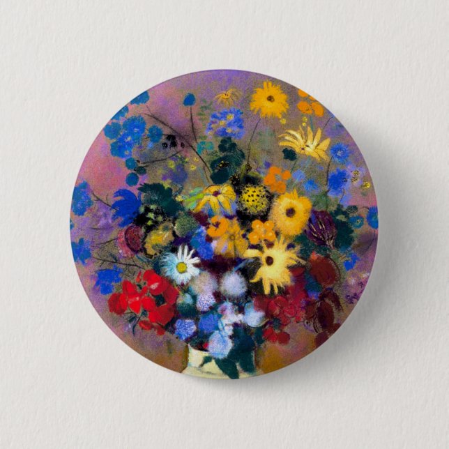 Vit vas med blommor Odilon Redon Knapp (Framsida)