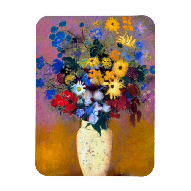 Vit vas med blommor Odilon Redon Magnet (Vertikal)