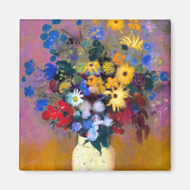 Vit vas med blommor Odilon Redon Magnet (Framsidan)
