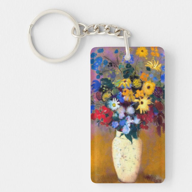 Vit vas med blommor Odilon Redon Nyckelring (Framsidan)