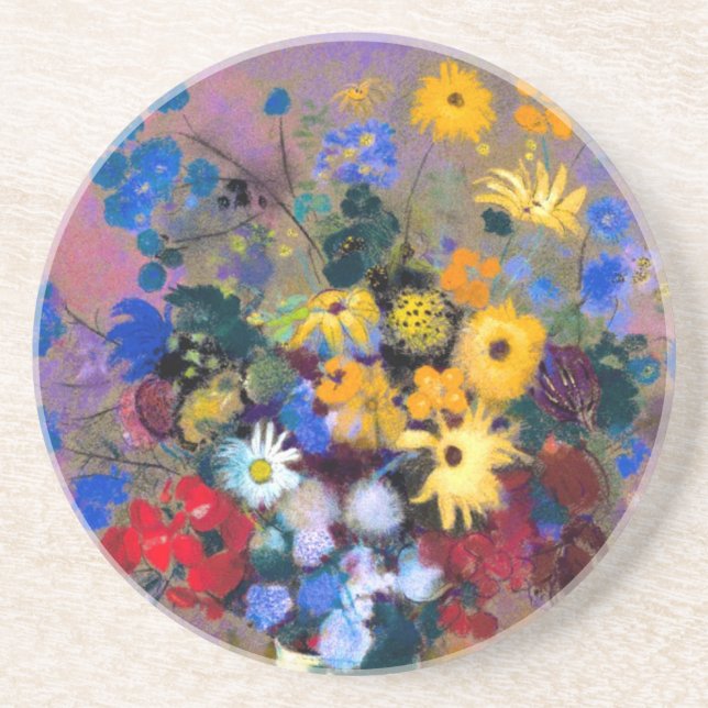 Vit vas med blommor Odilon Redon Underlägg (Framsidan)