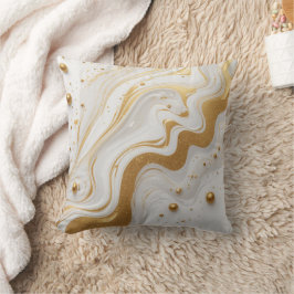 Vit vätska och med droppar och guldglitter kudde