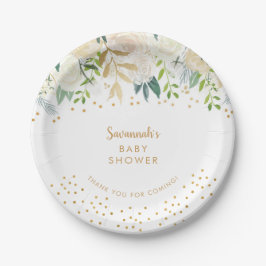 Vit vattenfärg, Blommigt + konfetti guld