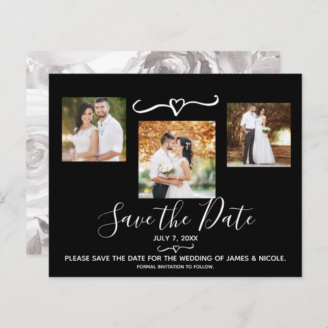 Vit vattenfärg Blommigt Ro Foto Spara datum (Fram/baksida)