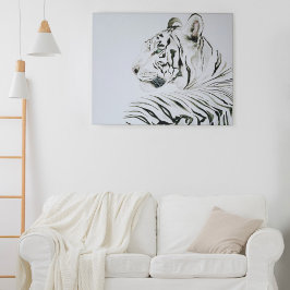 Vit vattenfärg för tiger canvastryck