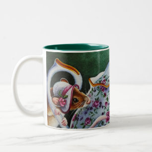 Vit vattenfärg för vit Tea Time Mouse Två-Tonad Mugg