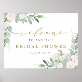 Vit vattenfärgspumpkin Fall, Möhippa Poster